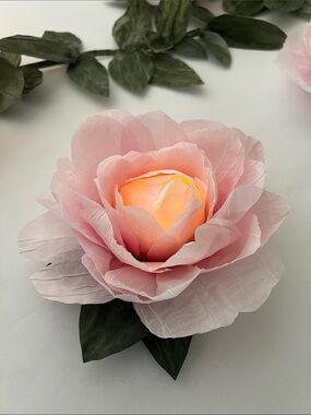 LED Votive cover Hand Crafted Pink Peony decorative, party table all occasions